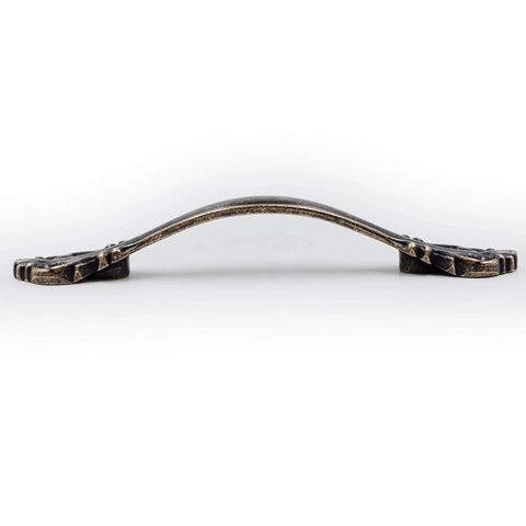 Side view of Antique Bronze Cabinet Hardware Pull Set, 5 Pack With 3 Inch Hole Centers, 5 Inch Overall Length, 3/4 Inch Projection, Zinc Alloy Handles.
