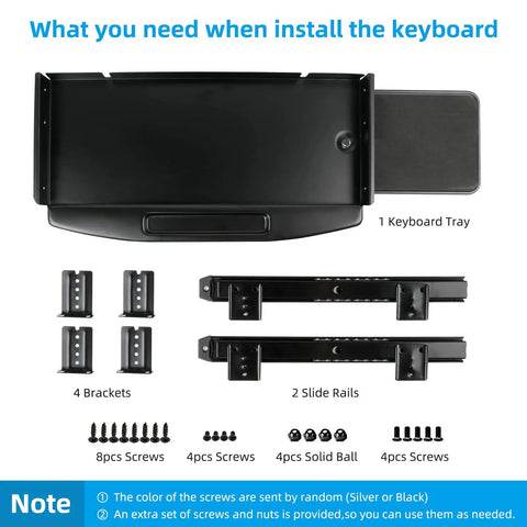 Heavy Duty Under Desk Keyboard Tray With Super Slick Glide Mechanism And 360 Rotating Mouse Platform Built Like A Tank For An Ergonomic Home Office Desk Setup At 28 Inches Long
