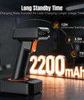 Wireless 1D And 2D QR Barcode Scanner With Display Screen Battery Level Indicator Time Display Bluetooth And Charging Cradle Base