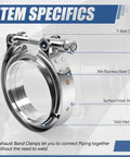 Beefy 3 Inch V Band Clamp Kit With Male And Female Flanges For Turbo And Exhaust Systems 304 Stainless Steel