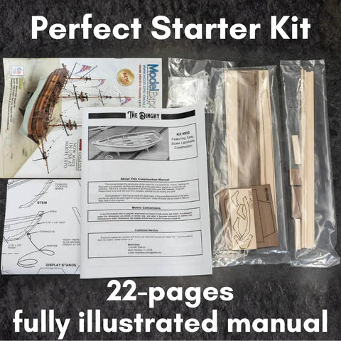 Wooden Model Boat Building Kit For Beginners, All In One Starter Set With Tools Glue And Paint, 1 To 12 Scale Dinghy components