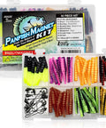 Panfish Magnet Kit With Longer Shad Dart Hook, 82 Piece Lure Set Including 70 Split Tail Grub Bodies And 12 Size 8 Mustad Hooks