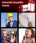 Carbon Zinc 9V Battery For Smoke Detectors 6F22 Square Battery Long Lasting 8 Pack shown in various devices