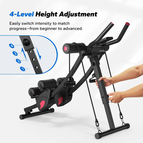 Heavy Duty Adjustable Ab Machine And Upgraded Split Track Core Trainer For Savage Home Workouts featuring 4-level height adjustment.