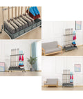 Movable Broom And Mop Rack Cart With Wheels For Cleaning Tools Stainless Steel Storage Organizer For Garages Hotels Schools And Restaurants