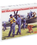 Box of Plastic Military Aircraft Crew Figure Kit With RAF Pilots And Ground Crew From 1939 1945, 1:48 scale with dog image