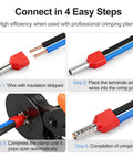 Twin Insulated Ferrule Crimp Connectors For Heavy Duty 22 AWG 0.5 MM2 Copper Wire Pin Cord End Terminals TE0508 installation steps