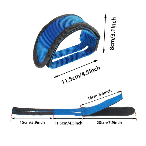 Blue pedal strap with measurements for Three Pairs Bike Pedal Straps For Fixed Gear Bikes Durable Foot Straps With Adhesive Toe Clip Belts