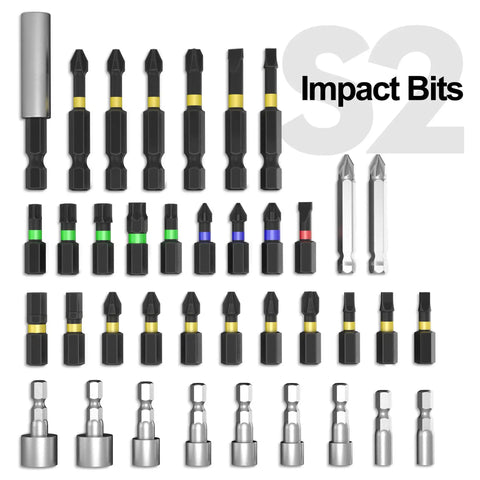 Assorted impact bits kit for 20V Max Lithium Ion Impact Driver With One Quarter Inch Quick Connect Chuck