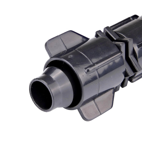 Raindrip S5600UB Smart Loc universal irrigation coupling, black plastic, fits 1/2–0.710 in tubing (front view)