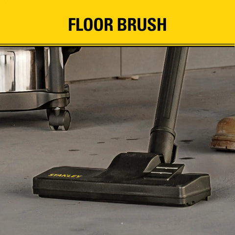 Beast Mode Suction 4 Peak HP Shop Vacuum Wet Dry 5 Gallon With Stainless Steel Drum using floor brush attachment