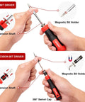 Close-up of hands using 191 In 1 Electronics Precision Screwdriver Set with Magnetic Driver Kit showcasing extension and bit holder.
