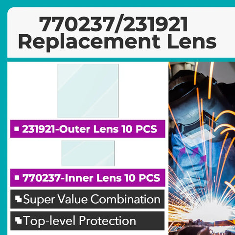 Replacement Lens Sets For Welding Helmets With Ultra Clear Inner And Outer Screens 20 Pcs Scratch Resistant Covers