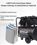 Top Notch 13 Point 2 Gallon Air Compressor Featuring Dead Silent Oil Free Pump And Heavy Duty Steel Tank with dual motors and structural steel.