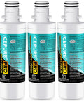 Three Replacement Refrigerator Water Filter 3 Pack NSF ANSI 401 Certified for Kenmore Elite LT1000P and ADQ747935 Series