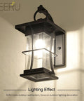 Outdoor Dope Wall Sconces Matte Black Metal Lanterns With Clear Seeded Glass Waterproof Exterior Lighting mounted on wall