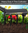 Stirrup Hoe And Cultivator Garden Tool Heavy Duty With 4 Tine Weeder And Long Adjustable Handle From 32 To 62 Inches