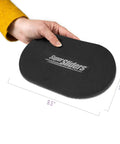 XL Oval Felt Furniture Sliders For Hard Surfaces Set Of 4 Reusable Anti Slip Moving Pads For Beds Sofas Dressers And Tables Protect Hardwood Floors While Easily Moving Heavy Items shown in hand, size 5.75x9.5 inches.