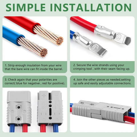 Heavy Duty 175 Amp Battery Quick Connect for 1 0 AWG Cable 600V Power Plug Kit With Silver Plated Copper Terminals For 12V Winch And Trailer Use Ideal For Automotive Electrical Systems And Heavy Duty Trailers wire installation steps