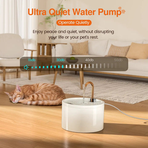 Ceramic Cat Water Fountain For Busy Cats With 2.1L 71 Ounces Capacity All Ceramic Body And Pure Copper Spout in living room