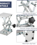 FLKQC lift table lab stand lifter, stainless steel scissor jack, 6x6 in platform, black hand wheel, 75–260 mm