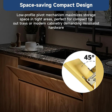 Tip Out Tray Hinges For Sink Front Cabinets Space Saver, 1 Pair, 45 Degree Tilt Out Hinges With Hidden Pivot Scissor Support, Steel Nickel Plated