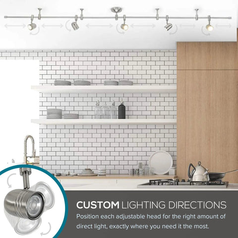 96 Inch Brushed Nickel LED Flex Track Ceiling Light 5 Light Adjustable Track Fixture For Kitchen And Living Room Bulbs Included Modern Transitional Design Overhead Lighting