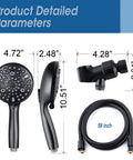 High Pressure Handheld Shower Head With Ten Spray Settings And Detachable Five Foot Hose Adjustable Bracket Built In Power Wash Dimensions