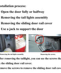 Image showing steps for removing tail lights and screws for sliding door rail cover on Honda Odyssey 2005-2010.