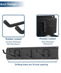 Garage Ski Wall Rack Holds 2 Pairs Of Skis With Adjustable Rail, scratch-resistant, powder-coated design, 16 inch spacing.