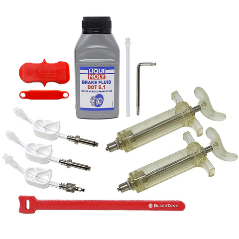 Complete Hydraulic Disc Brake Bleed Kit With 250ml DOT 5.1 Mineral Oil, Dual Luer Syringes, M5 Hoses, Bleeding Edge Tool