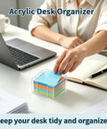 Person using two pack acrylic sticky note holder set with scalloped and straight edge design 3x3 inch clear notepad dispenser