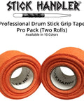 Pro Level Drumstick Grip Tape Two Pack In Vivid Orange, cotton gauze rolls for enhanced stick control during drumming.