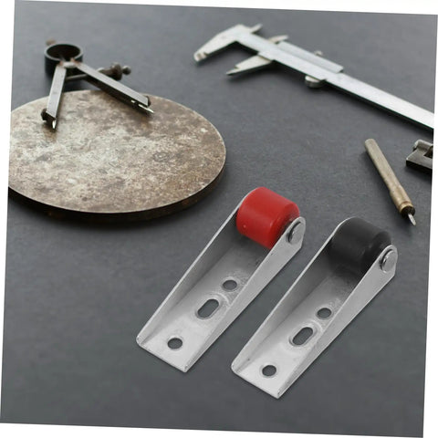 Anti Sag Heavy Duty Directional Caster Wheels For Sliding Barn Doors And Gate Rollers Smooth As Butter Quiet Roll Built Tight For Backyard Projects Today, red and black wheels on metal brackets.