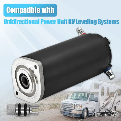 Replacement Hydraulic Pump Motor For Unidirectional RV Leveling Power Units Heavy Duty Build with coupling in foreground