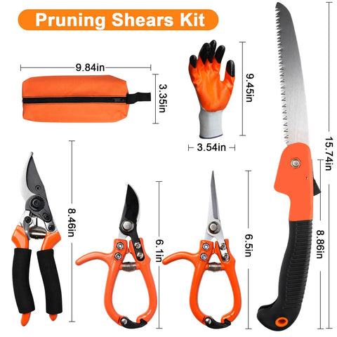 All In One Workhorse Pruning Shears Set For Pro Garden Work Bypass Pruning Shears Garden Scissors Pruning Snips Saw Gloves Storage Bag