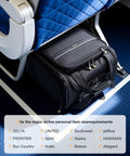 Lekespring underseat carry-on luggage, black softside wheeled bag with zip pockets under airplane seat