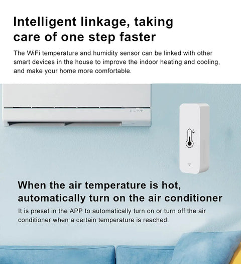 4 Pack WiFi Temperature Humidity Sensor For Home And Greenhouse With App Alerts No Hub Needed Remote Monitoring on wall with air conditioner