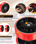 Complete Pallet Jack Wheel Replacement Kit With Dual 7x2 Steering Wheels, showing red PU tread and pre-installed bearings.