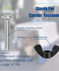 Image showing sturdy steel bolt and plastic butterfly nut from 24 Set M6 Replacement Bolts And Butterfly Wing Nuts For Plastic Pet Crate Repair Kit.