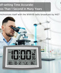Atomic Wall Clock With Outdoor And Indoor Temperature, 12.5 Inch Large Digital Display, in lab setting with microscope.