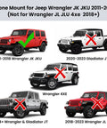 Compatibility chart for Heavy Duty Metal Phone Mount For Jeep Wrangler JK JKU 2011 to 2018 Dash Holder With Duck Mounts System Kit