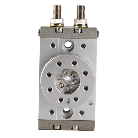 Pneumatic rotary actuator, front view, double-acting rack-and-pinion, 20mm bore, aluminum body