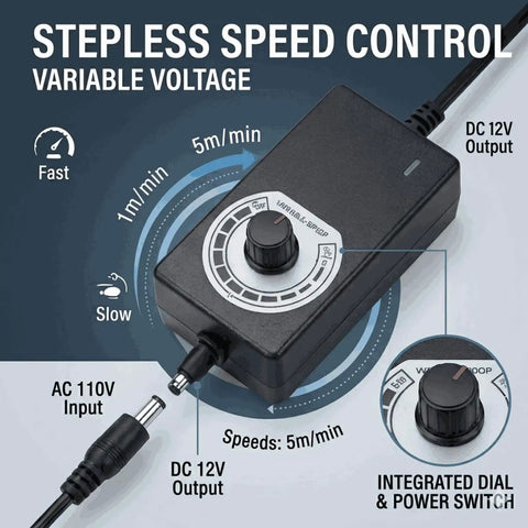 Stepless speed control for 12V Variable Speed Industrial Conveyor Belt System With Controller 116 RPM Motor Heavy Duty Built To Last