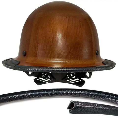 Black Brim Edge Protector Strip For Hard Hats, pro grade hard hat accessory, 37.4 inch brim cover, durable rubber with anti-slip pattern