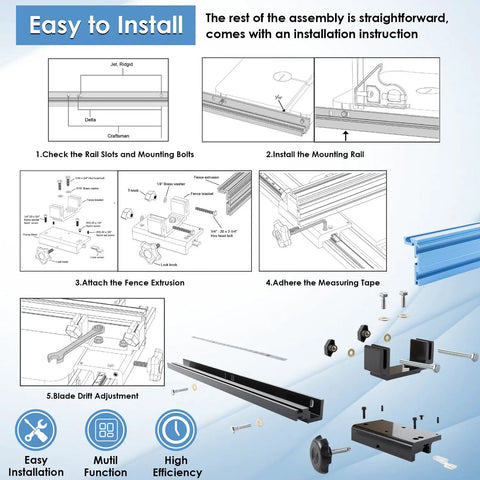 14 Inch Bandsaw Fence Fits Jet Delta General Grizzly And More Heavy Duty Precision Alignment With T Slots For Stops Easy Mount Upgrade Your Rips And Jogs Beefy Steel Construction installation guide