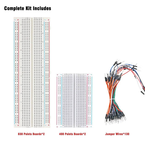 Dope Prototyping Breadboard Kit With Four Boards And 130 Jumper Wires ABS Plastic With Tin Plated Contacts