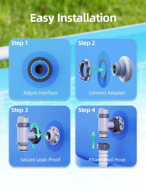 Above Ground Pool Inlet And Return Replacement Kit With Plunger Valve installation steps diagram