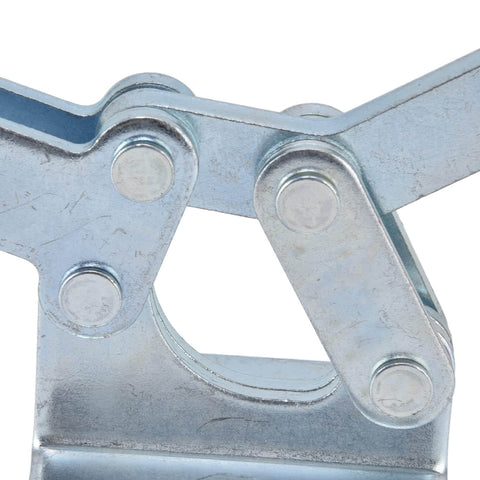 Close-up of 630Kg Holding Force Quick Release Toggle Clamp For Jigs And Fixtures, Horizontal Clamp With Iron And Plastic Construction.