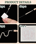 Step-by-step process from Four Sets Punch Needle Kit With 10x10 Frames For Beginners showing threading and design layout.